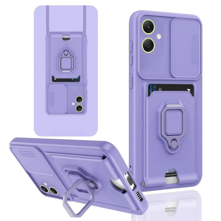 For Samsung Galaxy A05 Sliding Camshield Magnetic Card Holder Silicone Phone Case