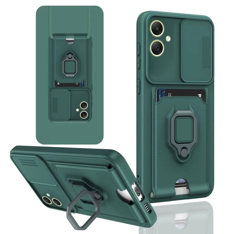 For Samsung Galaxy A05 Sliding Camshield Magnetic Card Holder Silicone Phone Case