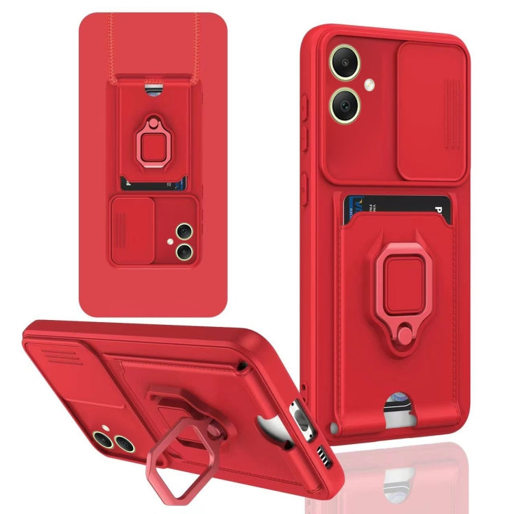 For Samsung Galaxy A05 Sliding Camshield Magnetic Card Holder Silicone Phone Case