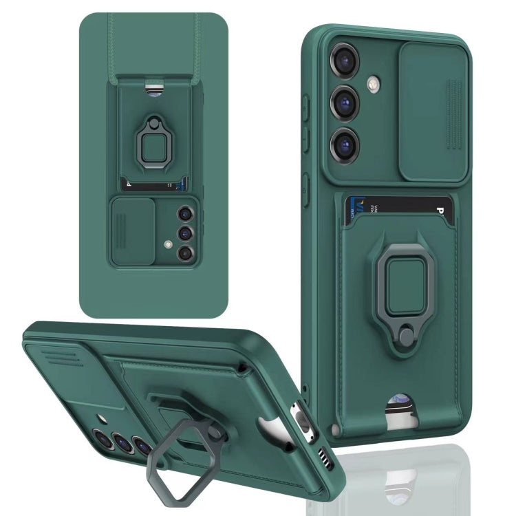 For Samsung Galaxy A05s Sliding Camshield Magnetic Card Holder Silicone Phone Case