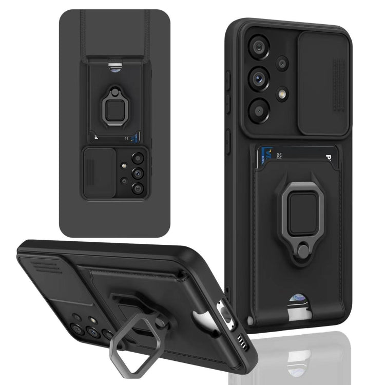 For Samsung Galaxy A53 5G Sliding Camshield Magnetic Card Holder Silicone Phone Case