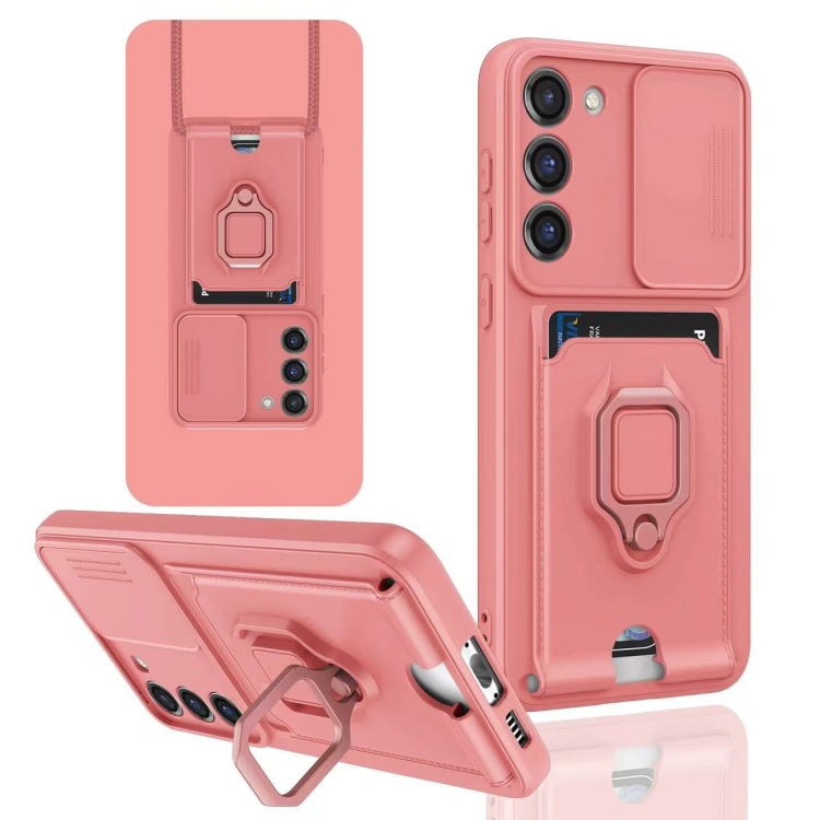 For Samsung Galaxy S22+ 5G Sliding Camshield Magnetic Card Holder Silicone Phone Case