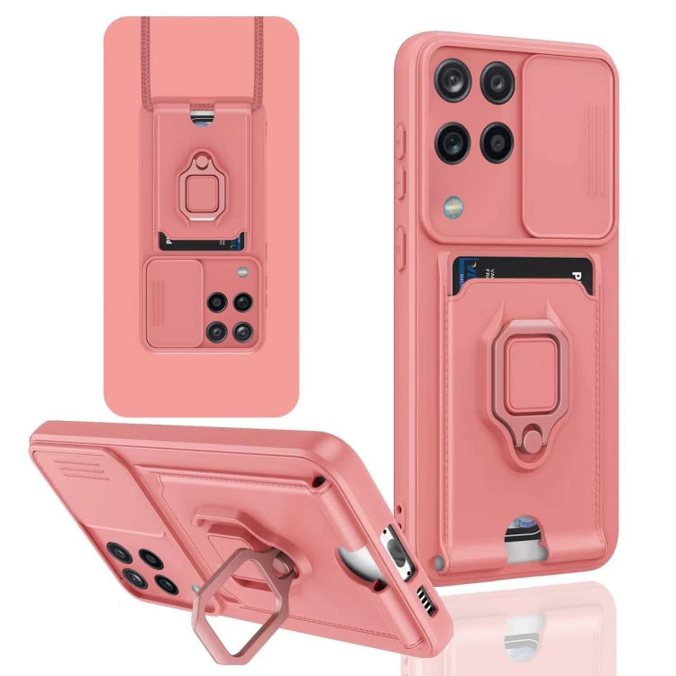 For Samsung Galaxy A12 4G Sliding Camshield Magnetic Card Holder Silicone Phone Case
