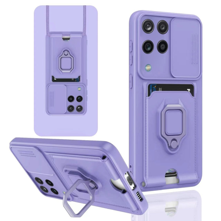 For Samsung Galaxy A12 4G Sliding Camshield Magnetic Card Holder Silicone Phone Case