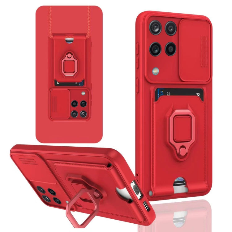 For Samsung Galaxy A12 4G Sliding Camshield Magnetic Card Holder Silicone Phone Case