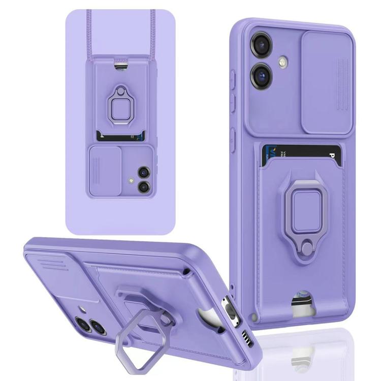 For Samsung Galaxy A06 Sliding Camshield Magnetic Card Holder Silicone Phone Case