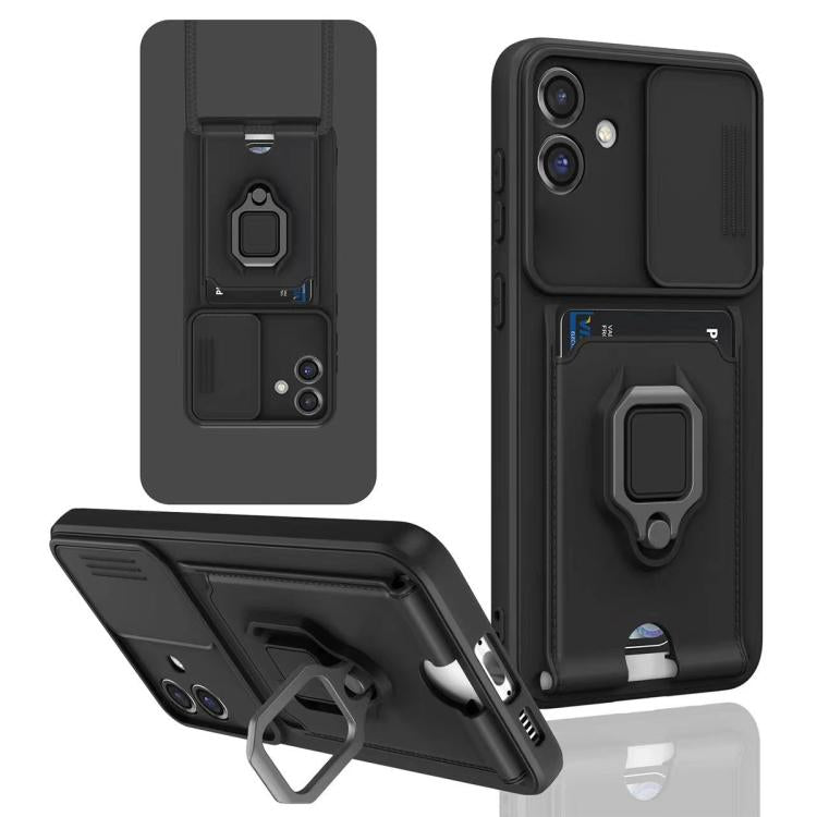 For Samsung Galaxy A06 Sliding Camshield Magnetic Card Holder Silicone Phone Case