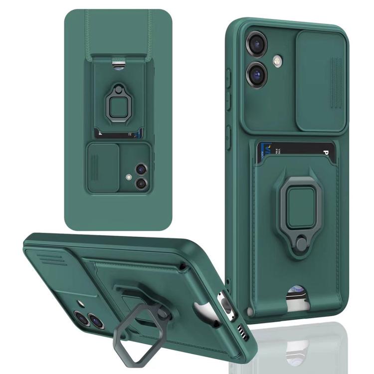 For Samsung Galaxy A06 Sliding Camshield Magnetic Card Holder Silicone Phone Case