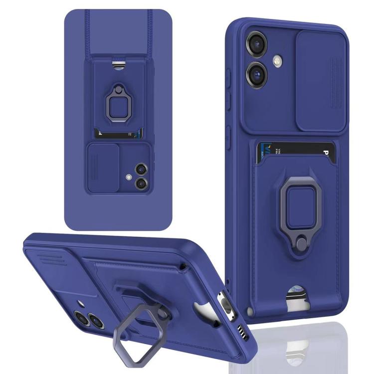 For Samsung Galaxy A06 Sliding Camshield Magnetic Card Holder Silicone Phone Case