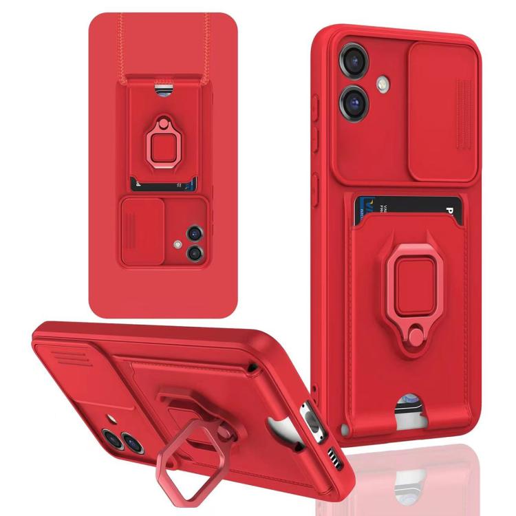 For Samsung Galaxy A06 Sliding Camshield Magnetic Card Holder Silicone Phone Case