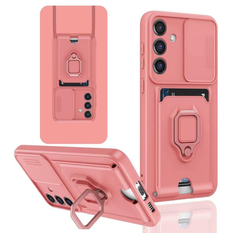 For Samsung Galaxy A16 Sliding Camshield Magnetic Card Holder Silicone Phone Case