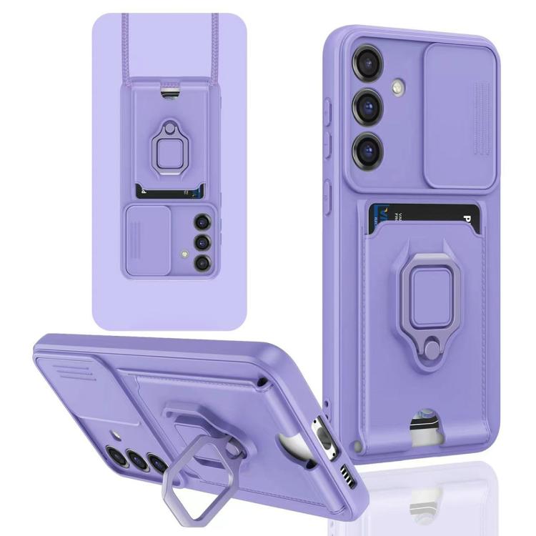 For Samsung Galaxy A16 Sliding Camshield Magnetic Card Holder Silicone Phone Case