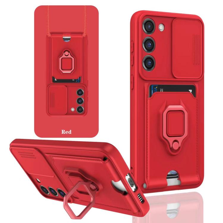 For Samsung Galaxy A26 5G Sliding Camshield Magnetic Card Holder Silicone Phone Case