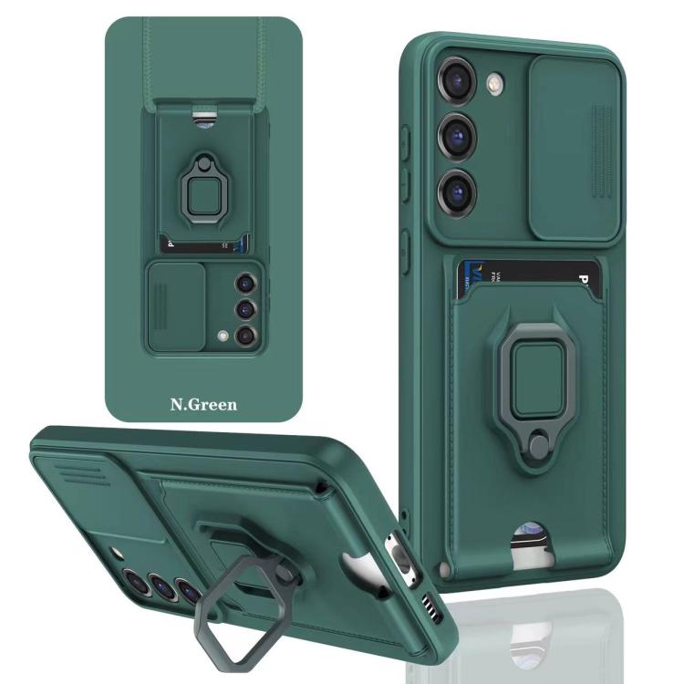 For Samsung Galaxy A36 5G Sliding Camshield Magnetic Card Holder Silicone Phone Case
