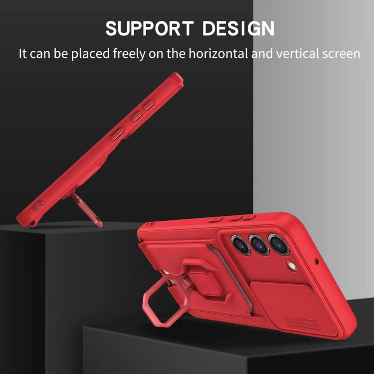 For Samsung Galaxy A16 Sliding Camshield Magnetic Card Holder Silicone Phone Case