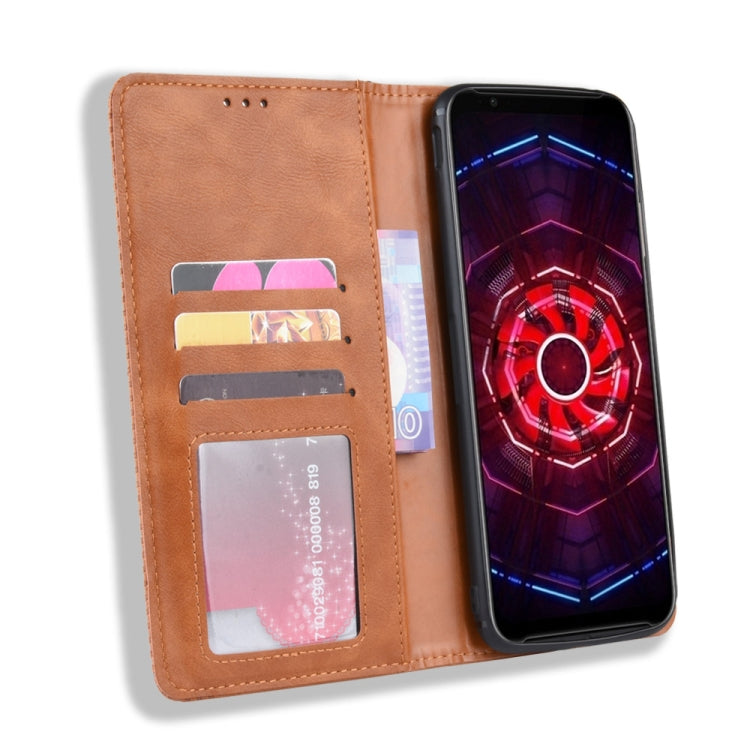 Magnetic Buckle Retro Crazy Horse Texture Horizontal Flip Leather Case for ZTE nubia Red Magic 3, with Holder & Card Slots & Photo Frame