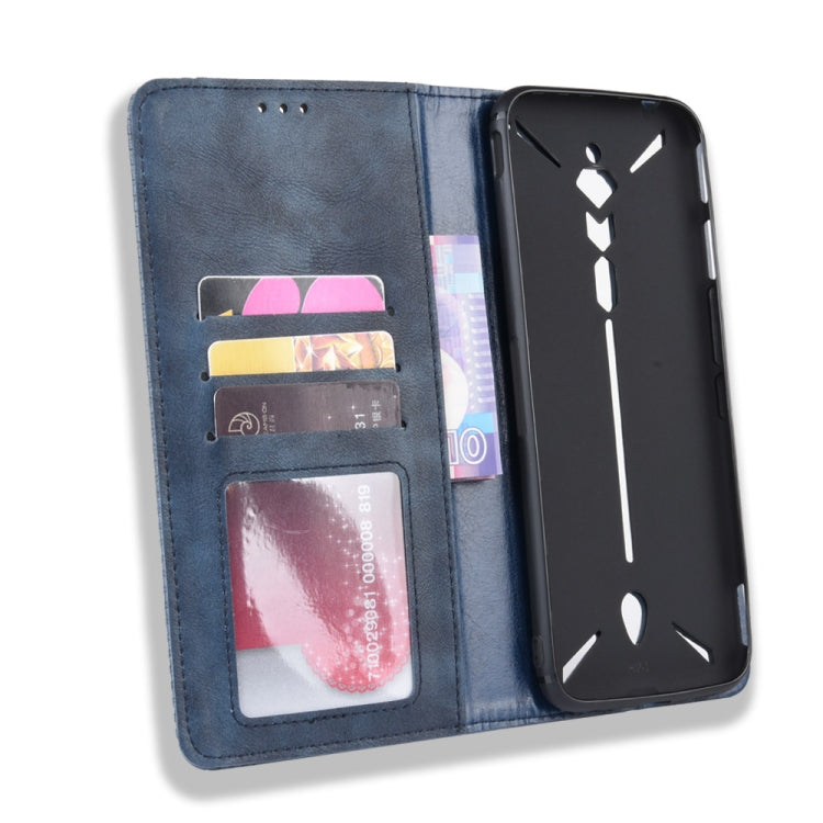 Magnetic Buckle Retro Crazy Horse Texture Horizontal Flip Leather Case for ZTE nubia Red Magic 3, with Holder & Card Slots & Photo Frame