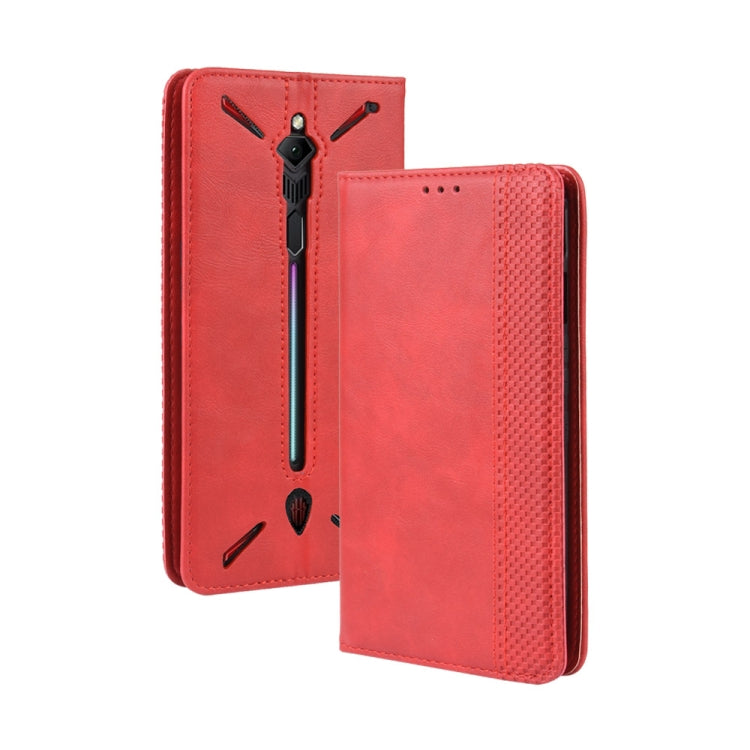 Magnetic Buckle Retro Crazy Horse Texture Horizontal Flip Leather Case for ZTE nubia Red Magic 3, with Holder & Card Slots & Photo Frame