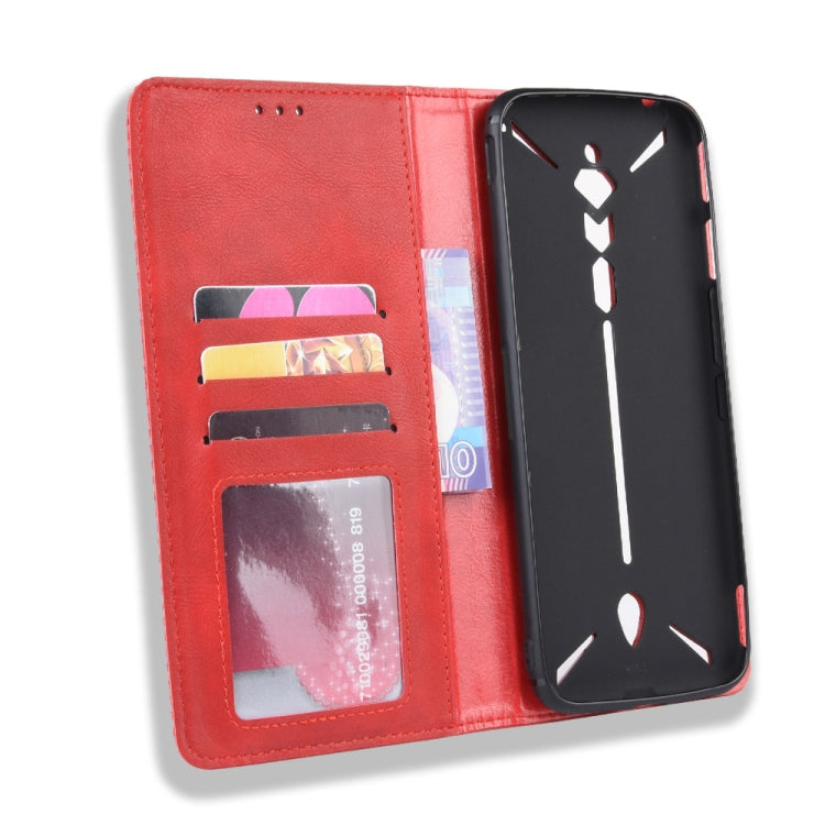 Magnetic Buckle Retro Crazy Horse Texture Horizontal Flip Leather Case for ZTE nubia Red Magic 3, with Holder & Card Slots & Photo Frame