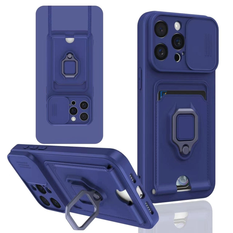 For iPhone 12 Pro Sliding Camshield Magnetic Card Holder Silicone Phone Case