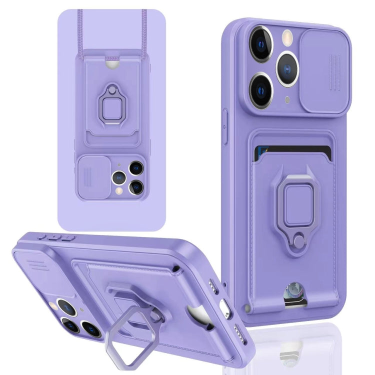 For iPhone 11 Pro Max Sliding Camshield Magnetic Card Holder Silicone Phone Case