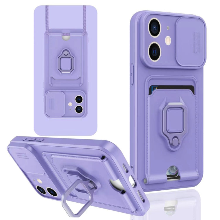 For iPhone 11 Sliding Camshield Magnetic Card Holder Silicone Phone Case
