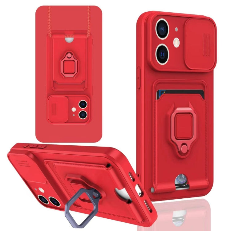 For iPhone 11 Sliding Camshield Magnetic Card Holder Silicone Phone Case