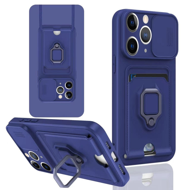 For iPhone 11 Pro Sliding Camshield Magnetic Card Holder Silicone Phone Case