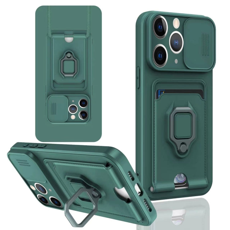 For iPhone 11 Pro Sliding Camshield Magnetic Card Holder Silicone Phone Case