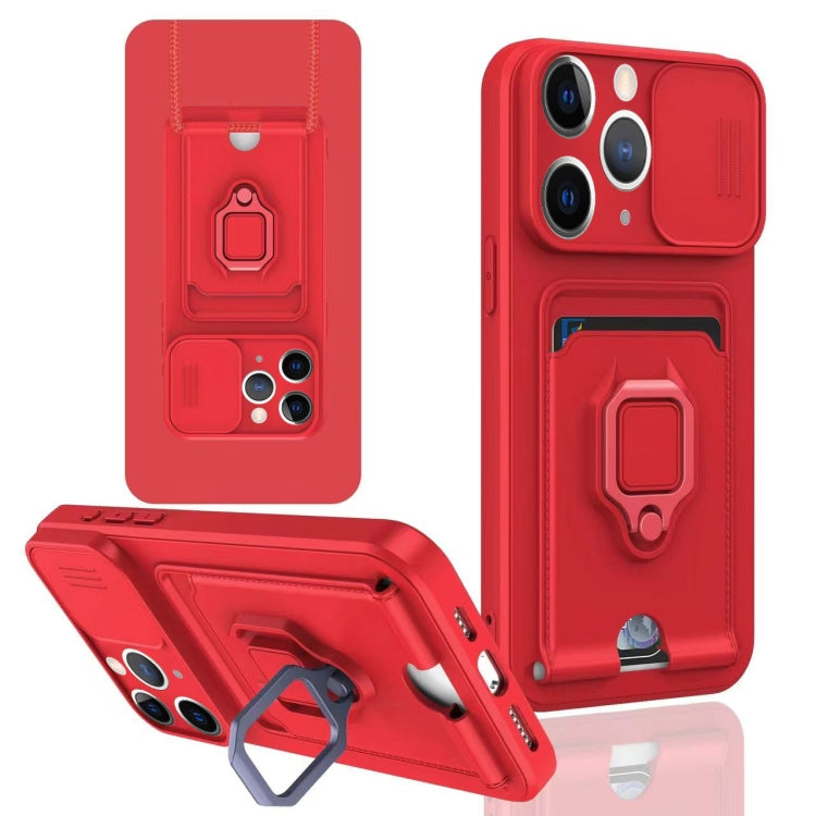For iPhone 11 Pro Sliding Camshield Magnetic Card Holder Silicone Phone Case