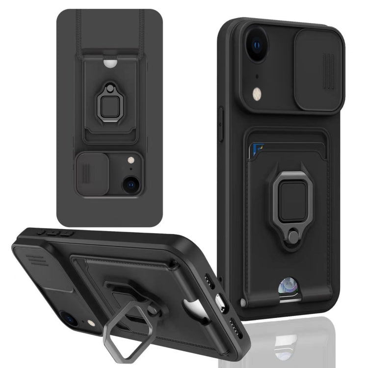 For iPhone XR Sliding Camshield Magnetic Card Holder Silicone Phone Case