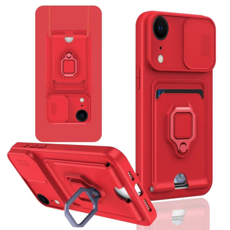 For iPhone XR Sliding Camshield Magnetic Card Holder Silicone Phone Case