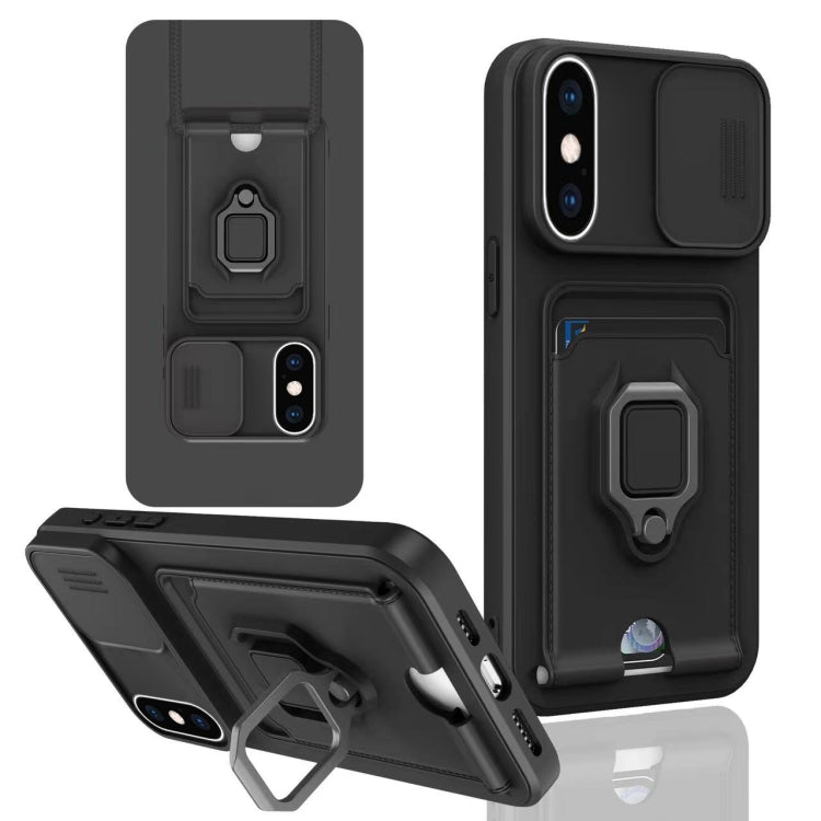 For iPhone XS Max Sliding Camshield Magnetic Card Holder Silicone Phone Case
