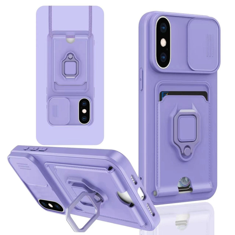 For iPhone XS Max Sliding Camshield Magnetic Card Holder Silicone Phone Case