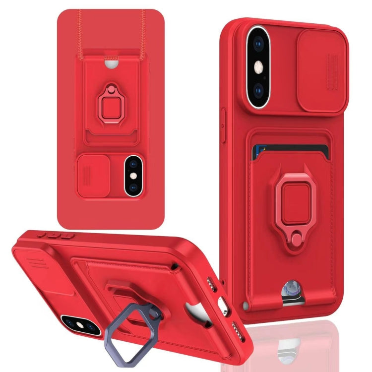 For iPhone XS Max Sliding Camshield Magnetic Card Holder Silicone Phone Case