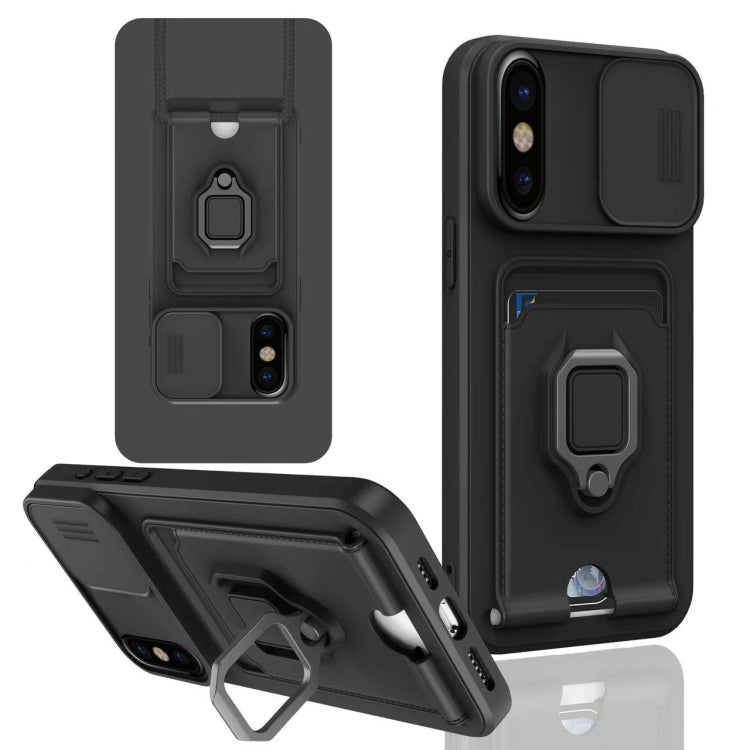 For iPhone X / XSS Sliding Camshield Magnetic Card Holder Silicone Phone Case