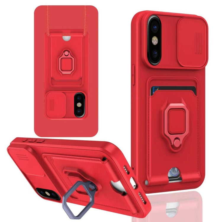 For iPhone X / XSS Sliding Camshield Magnetic Card Holder Silicone Phone Case
