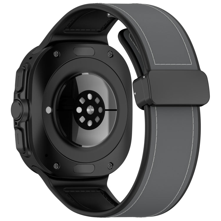 For Samsung Galaxy Watch Ultra 47mm Magnetic Folding Buckle Silicone Leather Watch Band