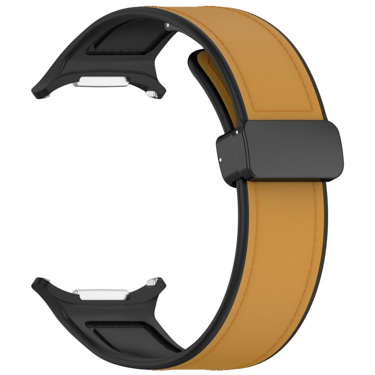 For Samsung Galaxy Watch Ultra 47mm Magnetic Folding Buckle Silicone Leather Watch Band