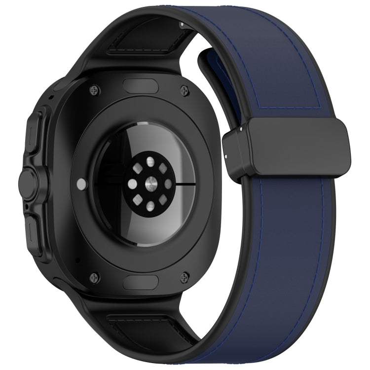 For Samsung Galaxy Watch Ultra 47mm Magnetic Folding Buckle Silicone Leather Watch Band