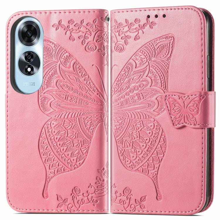 For OPPO A60 Butterfly Love Flower Embossed Leather Phone Case