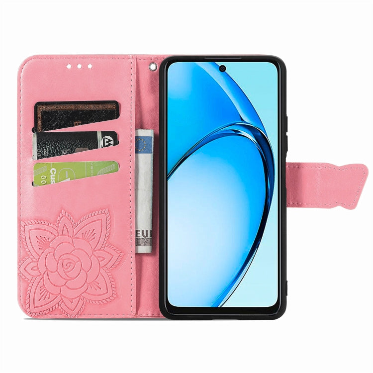 For OPPO A60 Butterfly Love Flower Embossed Leather Phone Case