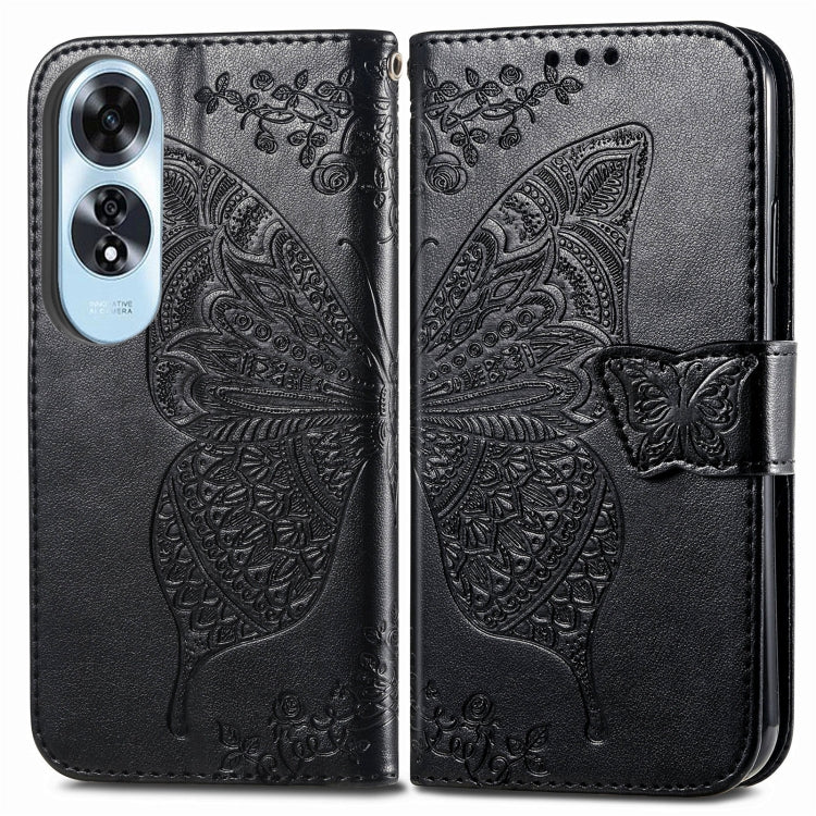 For OPPO A60 Butterfly Love Flower Embossed Leather Phone Case