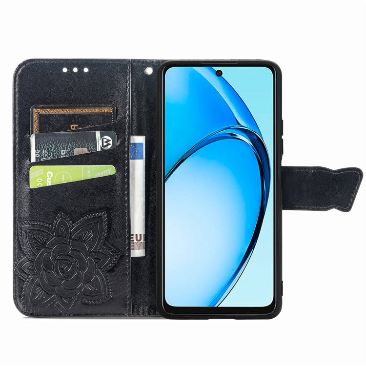 For OPPO A60 Butterfly Love Flower Embossed Leather Phone Case