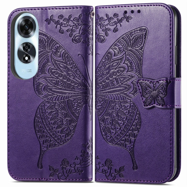 For OPPO A60 Butterfly Love Flower Embossed Leather Phone Case