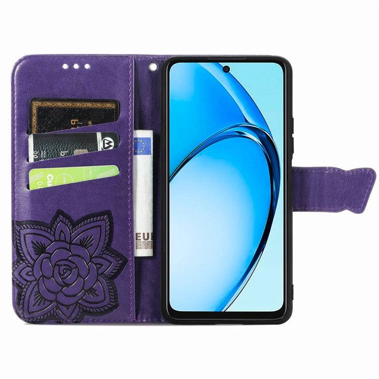 For OPPO A60 Butterfly Love Flower Embossed Leather Phone Case