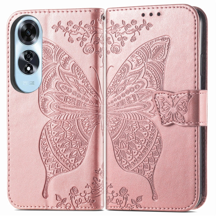 For OPPO A60 Butterfly Love Flower Embossed Leather Phone Case