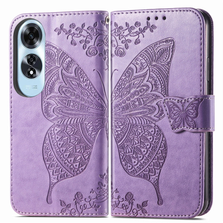 For OPPO A60 Butterfly Love Flower Embossed Leather Phone Case