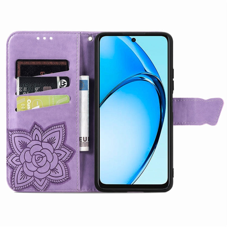 For OPPO A60 Butterfly Love Flower Embossed Leather Phone Case