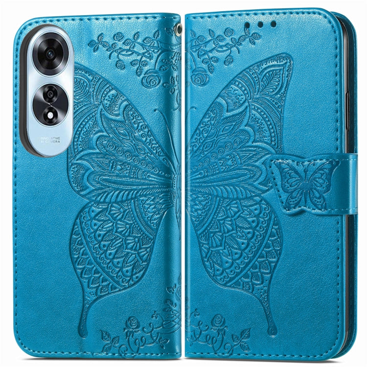 For OPPO A60 Butterfly Love Flower Embossed Leather Phone Case